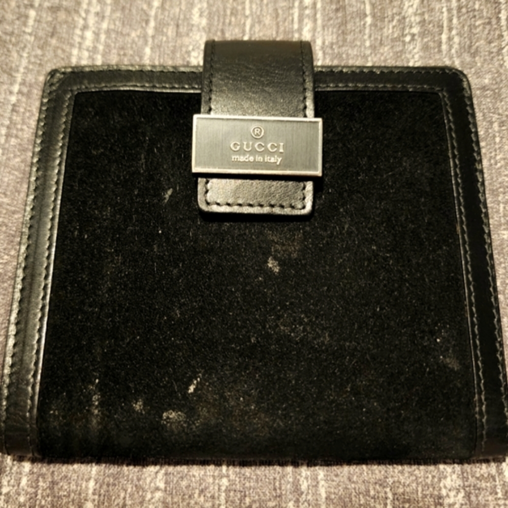 Authentic GUCCI - Suede and Leather Bi-Fold Wallet